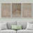 Geometric Line Grunge Geometric Minimalist Brown Abstract Frame Art 3 Piece Set - No Texture Graphic Canvas Print-84975213-84975210