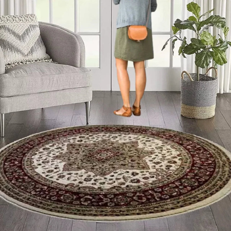 Round Geometric 120cm X 120cm Indoor / Outdoor Area Rug