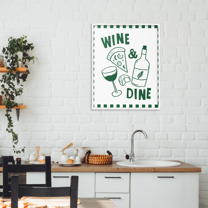 Giclée encadrée Wine & Dine, design par Heather Dutton, H 20 po x l 16 po, Estampe numérique encadrée blanc bord de mer
