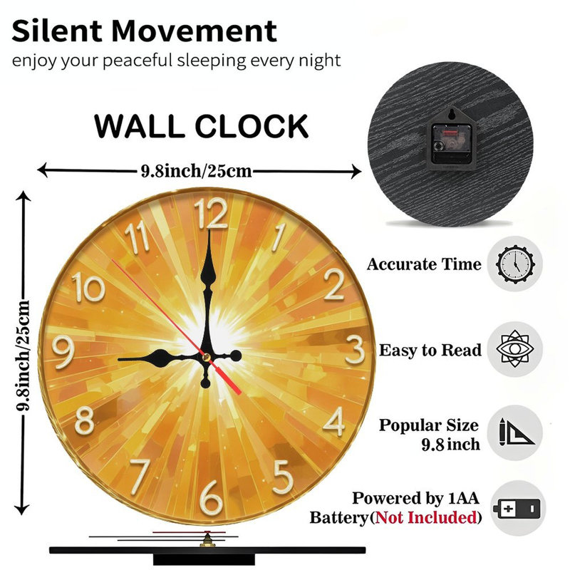 Horloge dorée aux rayons lumineux