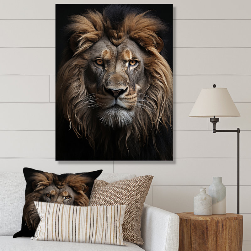 «Mohni Animal Angry Lion», reproduction sur toile, H 40 po x l 30 po x P 1,5 po, Toile à cadre flottant blanc