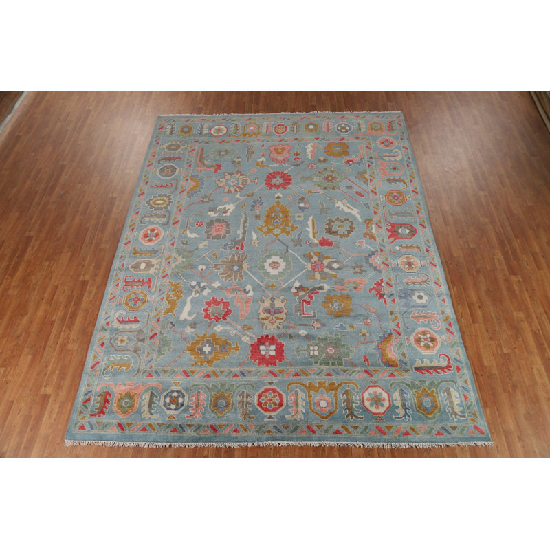 Tapis bleu All-Over Oushak 9 x 12