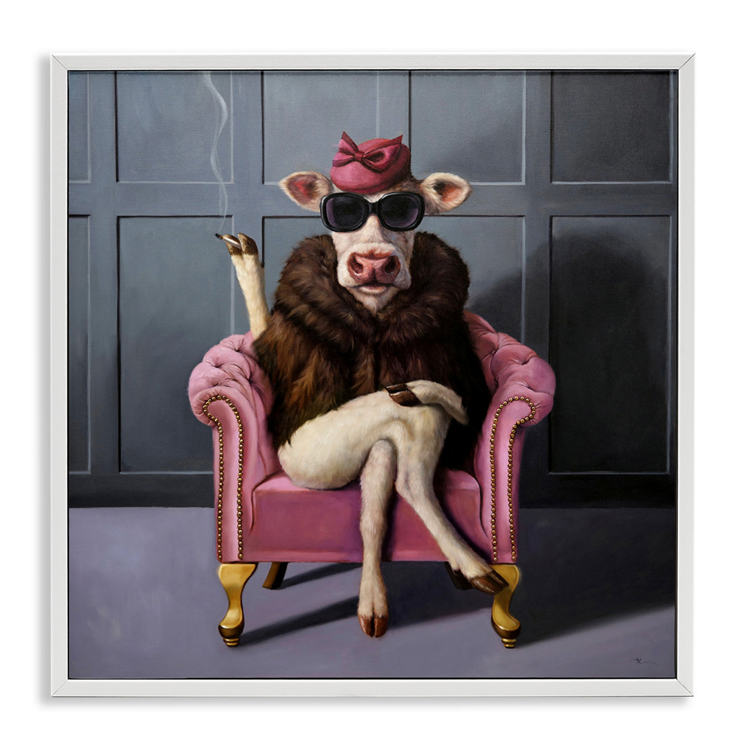 Chic Pink Glam Fashionable Cow Giclee Art By Lucia Heffernan Stupell Industries Frame 