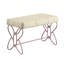 Banc avec similicuir blanc - base en métal mauve, papillon, confortable pour les espaces de vie