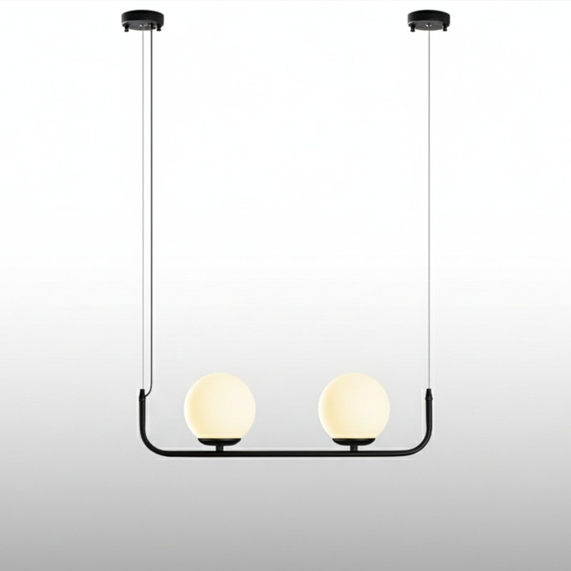 Adjustable Height Double Globe Kitchen Island Pendant