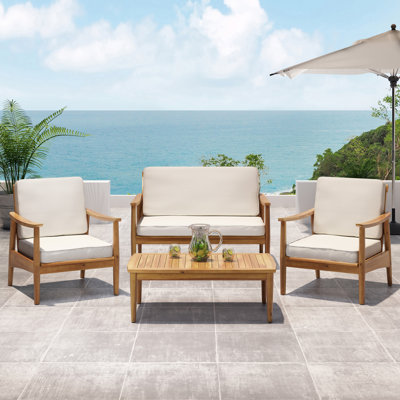 James 4 Piece Sofa Seating Group with Cushions by Rosecliff Heights