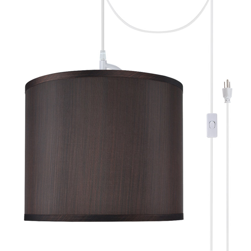 Luminaire suspendu tambour simple à 1 lumière Bosworth, Bleu délavé, H 10 po x l 12 po x P 12 po