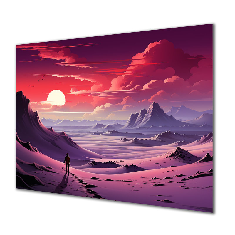 Mauve azur, espace, désert I, art mural en métal, H 12 po x l 20 po x P 1 po
