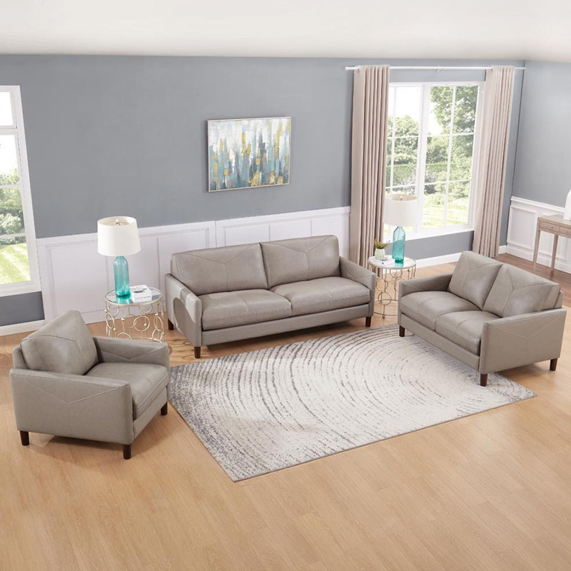 Causeuse moderne en cuir Yorkdale, Gris Pierre