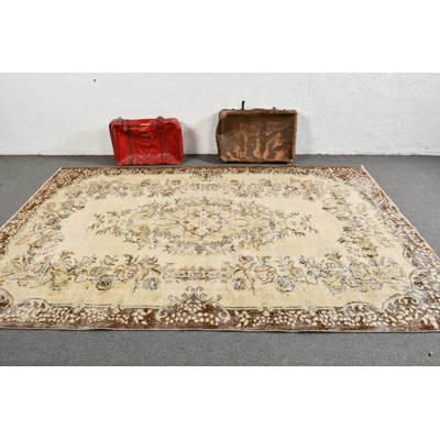 Classic Turkish Area Rug With Elegant Floral Design In Beige And Brown Tones For Timeless Home Decor