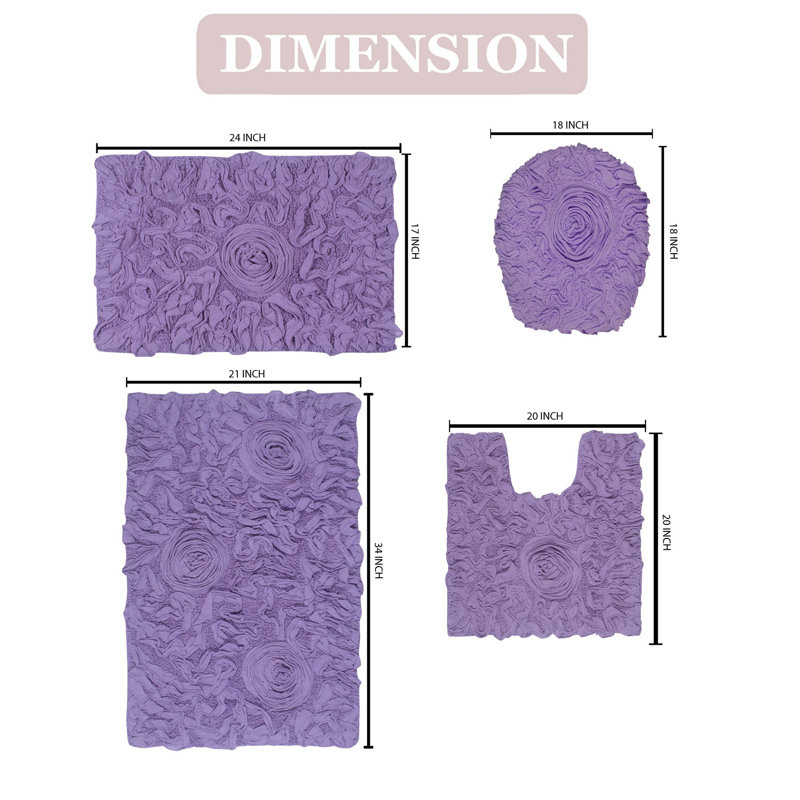 Ensemble de tapis pour salle de bain 4 pièces Alamanno, Mauve