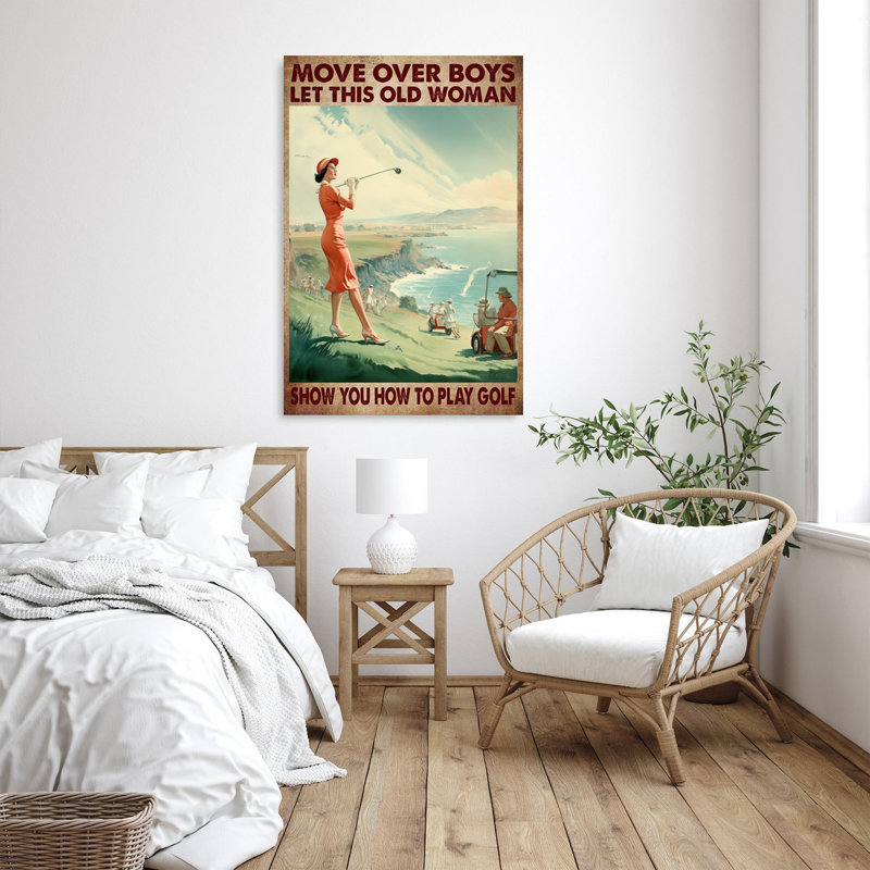 Let This Old Woman Show You How To Play Golf - 1 pièce, impression d'art graphique rectangulaire sur toile tendue
