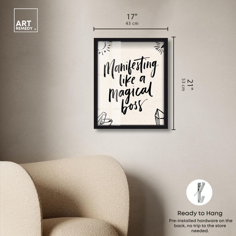 Magical Intention Shadowbox Print Quotes Art Prints par Art Remedy, H 21 po x l 17 po, Noir