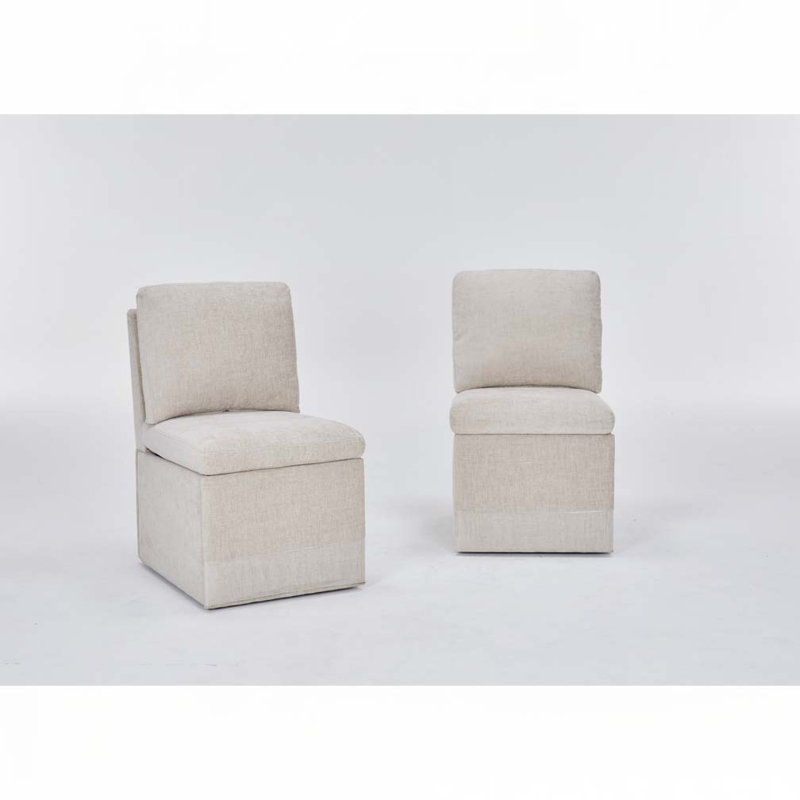 Chaise rembourrée en lin 25,6 po, Beige