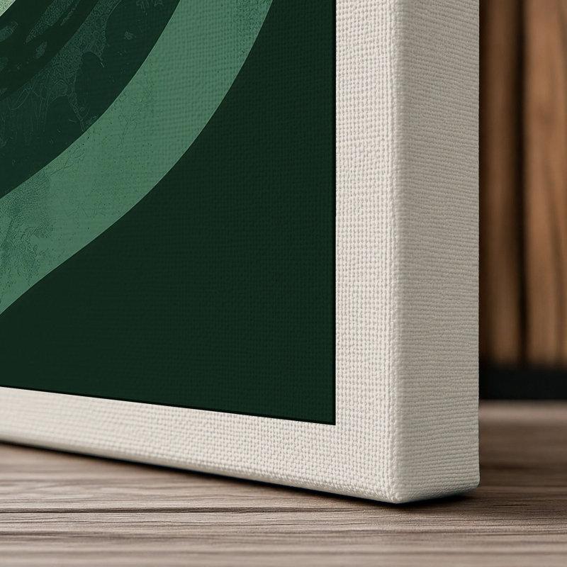 Flowing Green Layers Minimalist - Wrapped Canvas, 24x16 - 61.0 x 40.6 cm, Cream Border