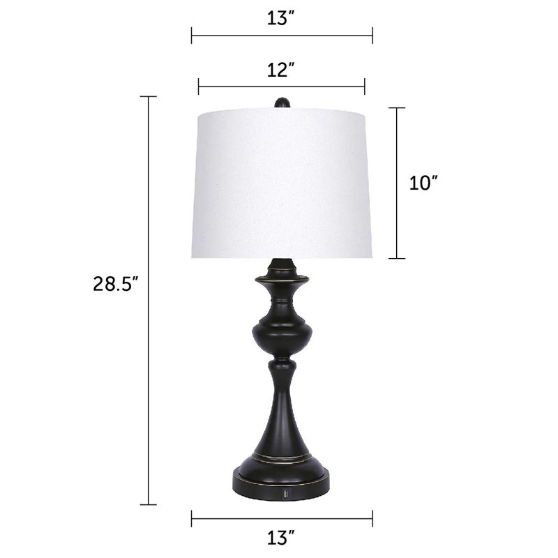 Asia Metal USB Table Lamp, Oiled bronze