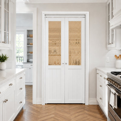 Porte française à deux battants 24 po x 80 po avec porte escamotable et ensemble de quincaillerie (idéal pour placard, garde-manger, buanderie, salle de bain)