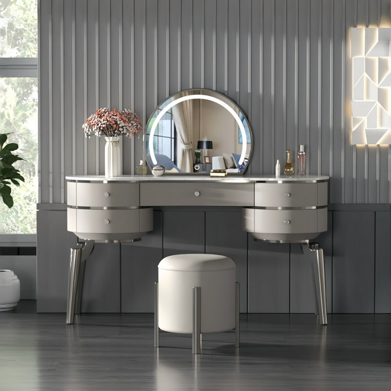 Commode simple italienne de luxe, Gris/doré