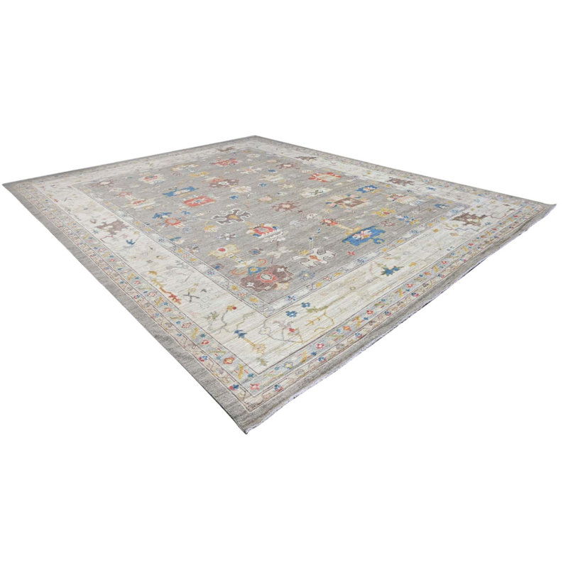 Oushak Collection, Transitional One-of-a-Kind Rectangle 12'2" X 14'10" Hand Knotted Area Rug