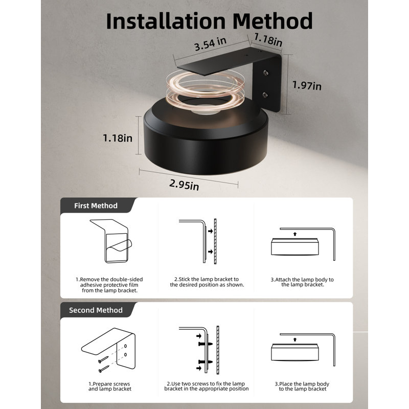 6 Packs Led Wall Mounted Light Wireless With Remote, Black