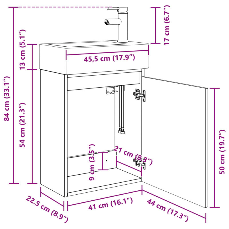 Single Bathroom Vanity with Ceramic Basin, White