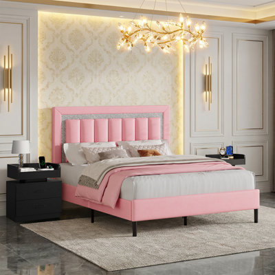 Ensemble de lit plateforme tapissier Diamond