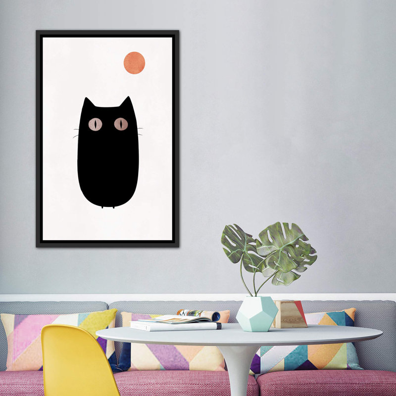 «The Cat» par Kubistika - impression encadrée sur papier, Pas de tapis, H 60 po x l 40po x P 1,5 po, Toile avec cadre noir