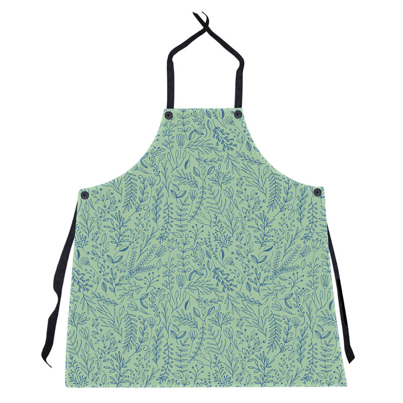 Tablier à motif floral ditsy, Vert et bleu