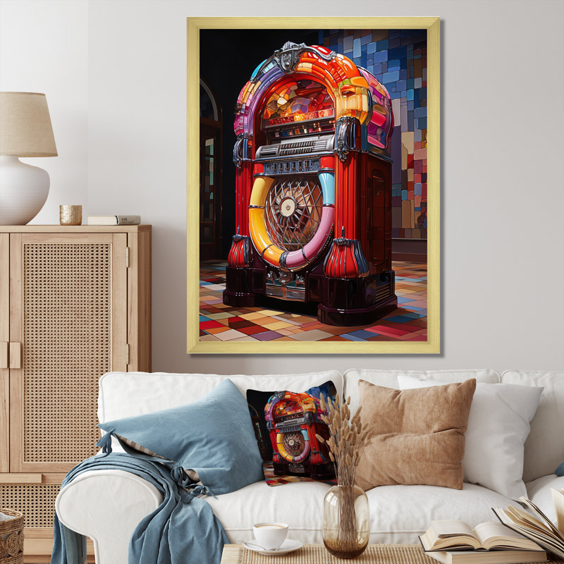 " Jukeboxes Nostalgic Melodies II " Color Photography Print, 20" H x 12" W x 1" D, Gold Picture Framed