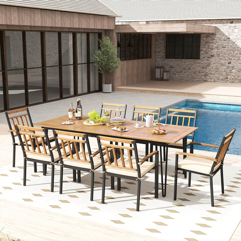 Ensemble de 4 chaises d'extérieur en métal avec coussins rembourrés amovibles pour patio
