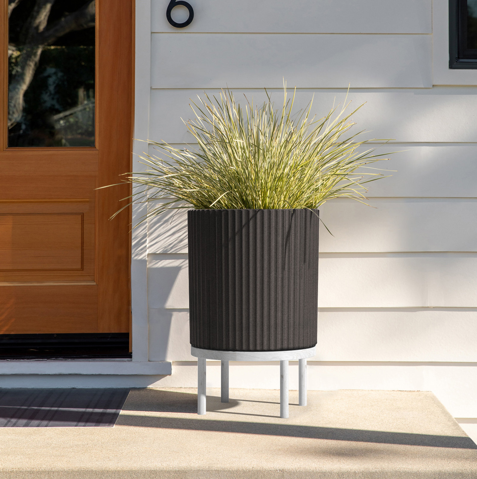 Demi Pot Planter, 22" H x 14.75" W x 14.75" D, Black/White, 1