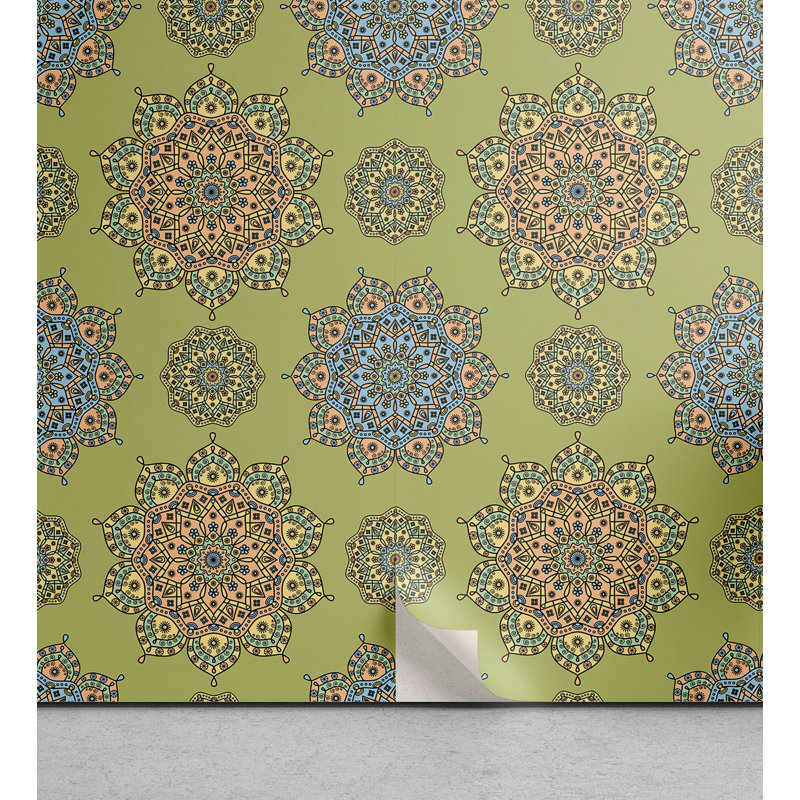 Panneau de papier peint adhésif Mandala, L 13 po x L 100 po