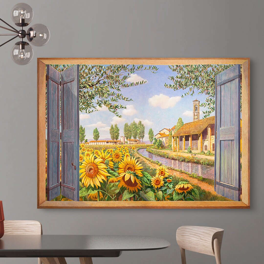 Leinwandbild Cottage Among the Sunflowers von Andrea Del Missier