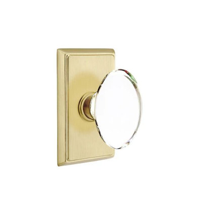Ensemble de mortaise intérieure Emtek Passage avec rosette rectangulaire et poignée en verre Hampton (droite)