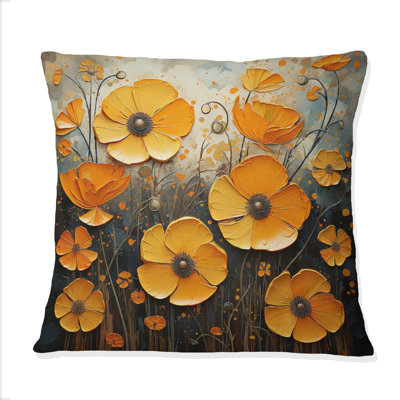 Coussin décoratif doré à motif de souci Melody III
