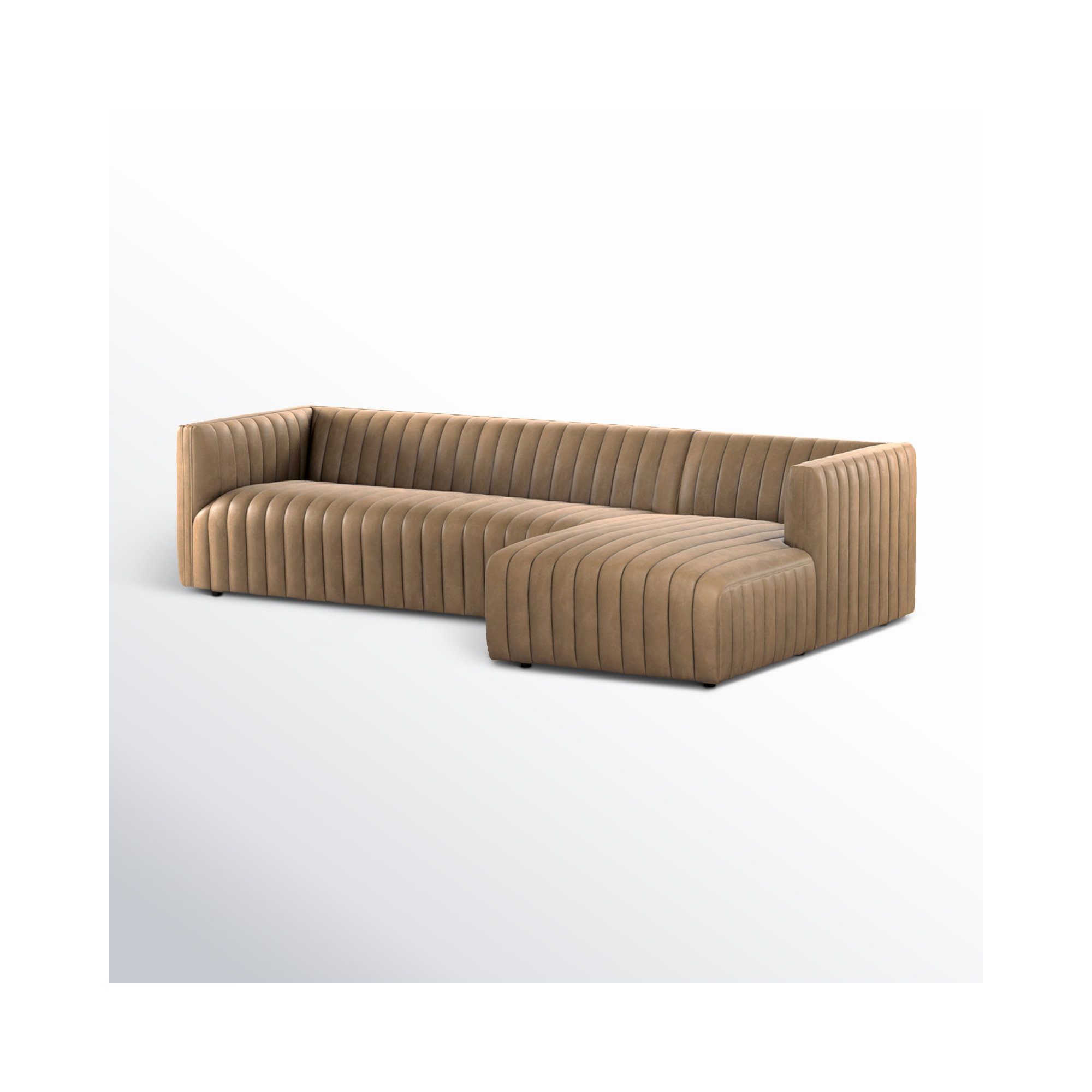 Brandt Upholstered Chaise L-Sectional, 26.5" H x 105" W x 64" D, Palermo Drift Top Grain Leather, Right Hand Facing