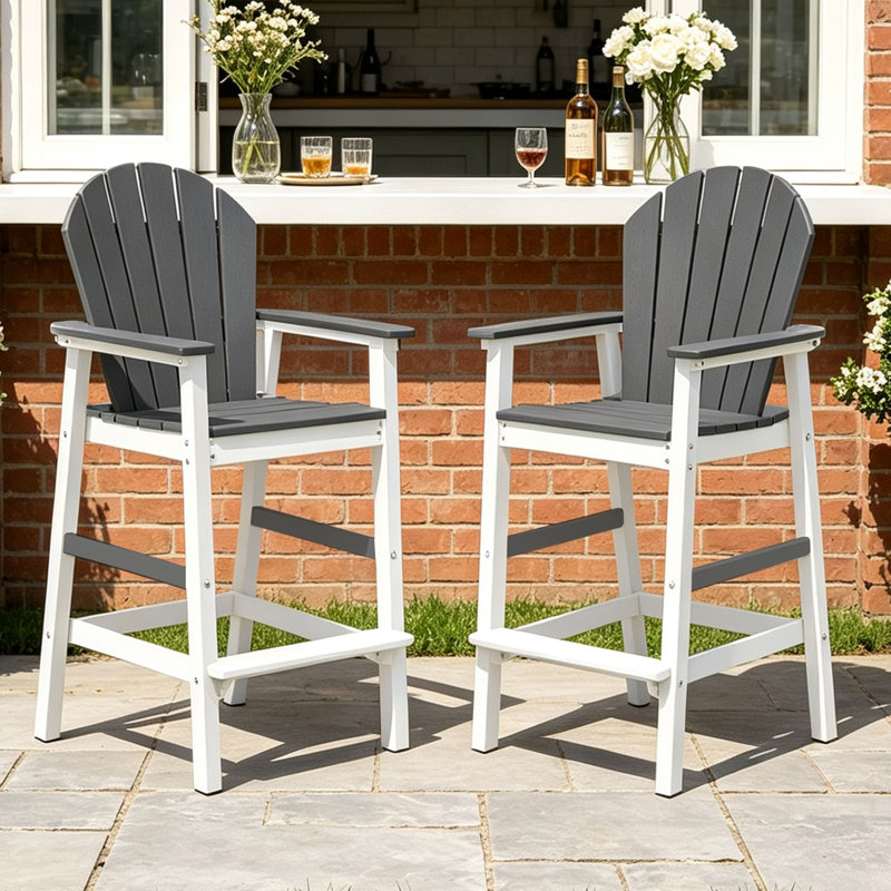 Tabouret de bar en PEHD Adirondack, White Grey
