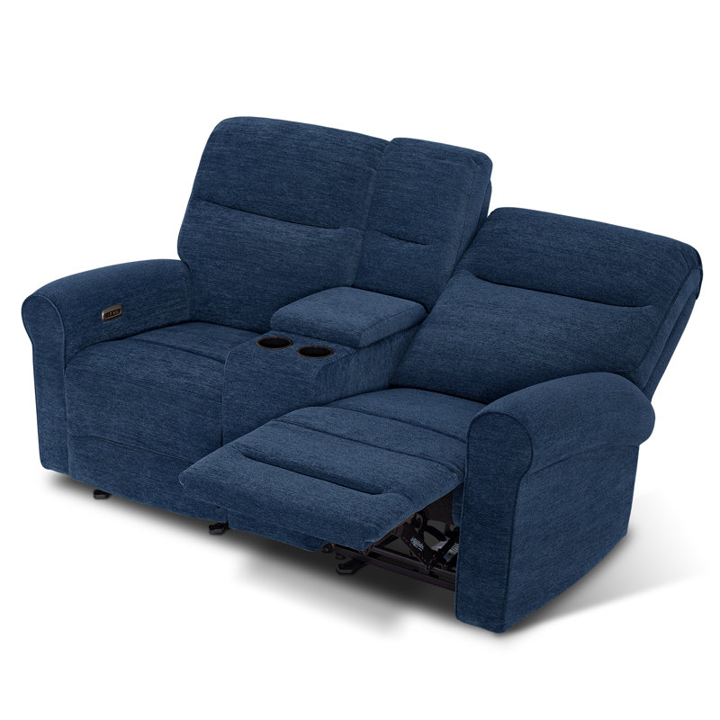 Causeuse inclinable électrique avec console Endrik, Marine