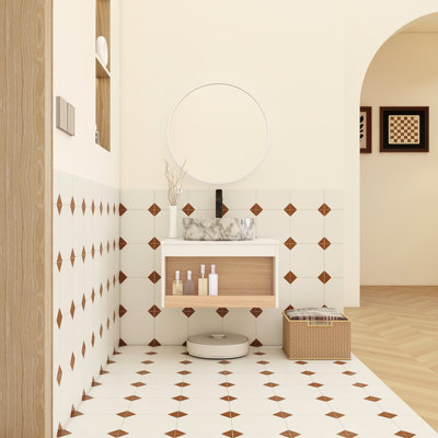 Meuble-lavabo flottant avec lavabo vasque en marbre veiné, meuble-lavabo mural avec tablette ouverte, avec décor en bois
