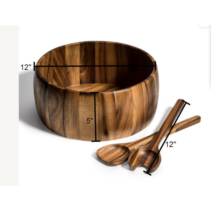 Bol à salade en bois d'acacia, 12"