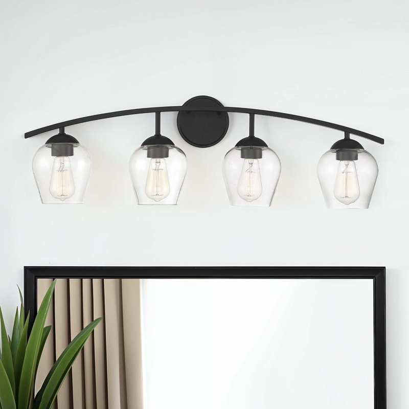 Éclairage pour salle de bain 4 lumières à intensité variable Storrs, Noir mat
