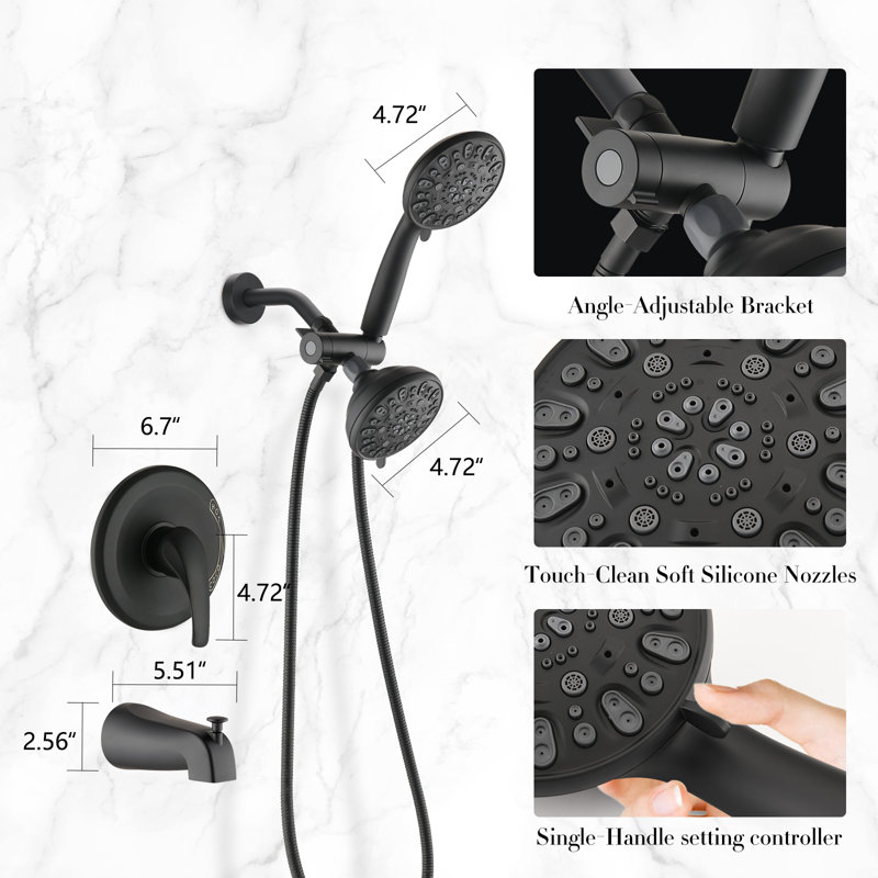 All-In-One Kit with Rough in-Valve, Matte Black 