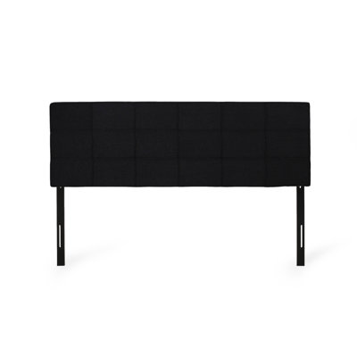 King Bed Headboard With Sophisticated Tufting And Adjustable Height In Black Fabric Contemporary Style Adjustment
