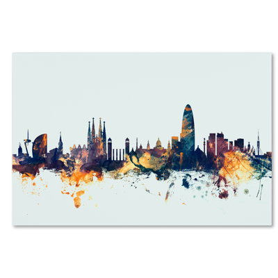 " Barcelona Spain Skyline Blue "