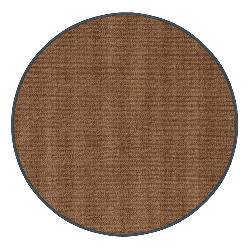 Machine Washable Solid Brown Area Rug, Round 3'