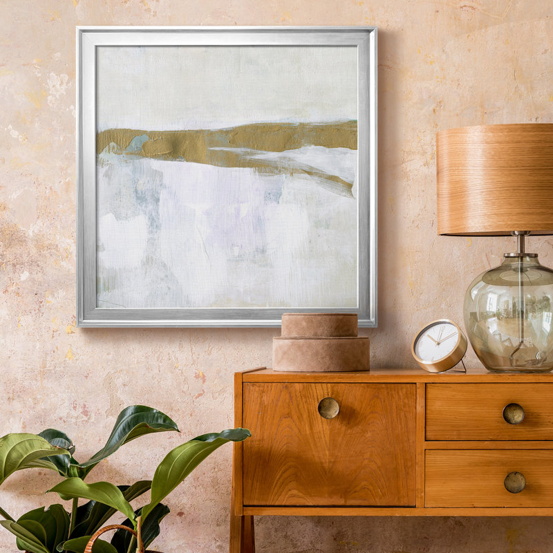 Toile encadrée «Gold Ribbon Horizon II» de qualité supérieure - prête à être accrochée, H 26,5 po x l 26,5 po x P 1,5 po