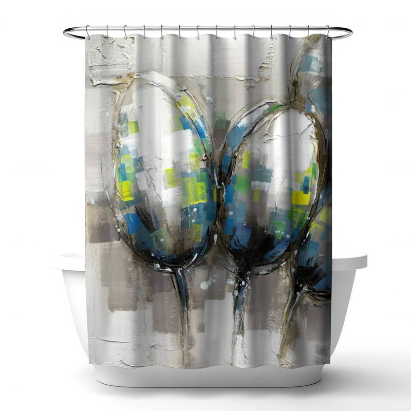 Shower Curtain FL71 – Polyester Shower Curtain, Dye Sublimation Print, 71" W × 74" L, Multicolor Beige