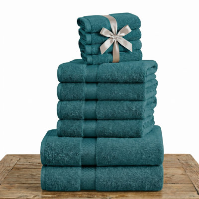 10-Piece Towel Bale Set (2 Bath, 4 Hand, 4 Face Towels) 100% Egyptian Cotton, 500GSM Luxury Absorbent Bathroom Linen