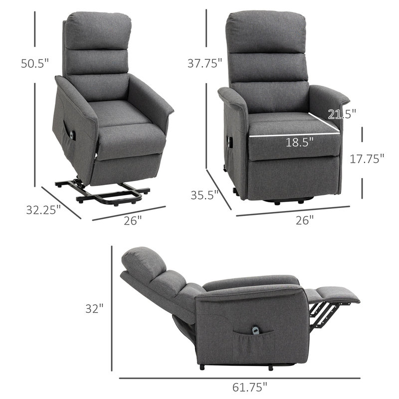 Fauteuil inclinable électrique, fauteuil assis, Polyester gris