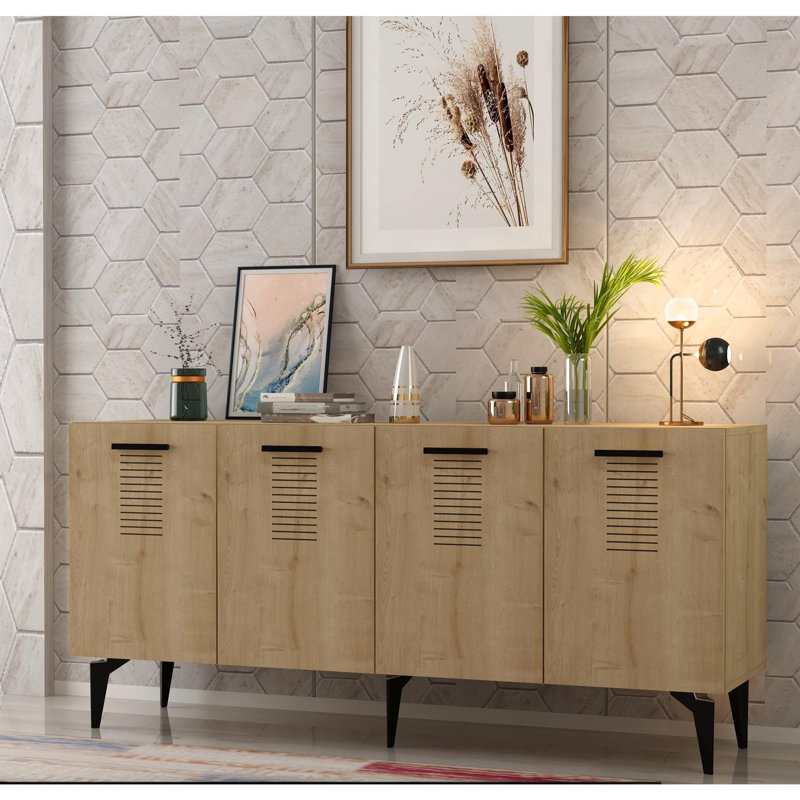 Console élégante, chêne saphir, panneau de particules recouvert de mélamine à 100%, épaisseur: 0,7 pouce | Design élégant pour le salon ou le couloir, meubles durables et fonctionnels